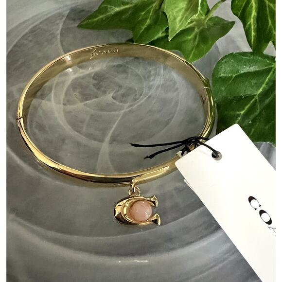 Mother’s Day Special! NWT Coach charm gold hinge bangle bracelet size S - Picture 1 of 4